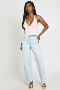 Haut Dos Nu En Coton Doux Avec Col Licou Et Fermeture À Crochets