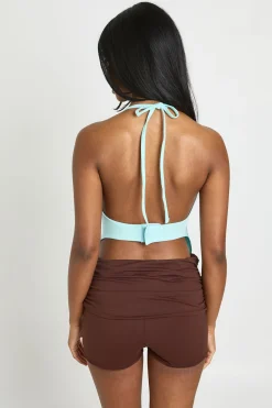 Haut Dos Nu En Coton Doux Col Licou Avec Fermeture À Crochets