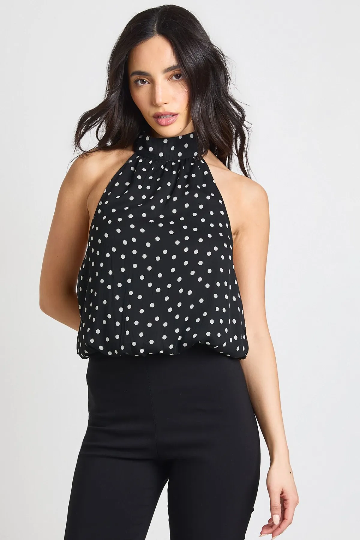 boohoo Haut Dos Nu En Mousseline À Pois<Femme Pois|Tops