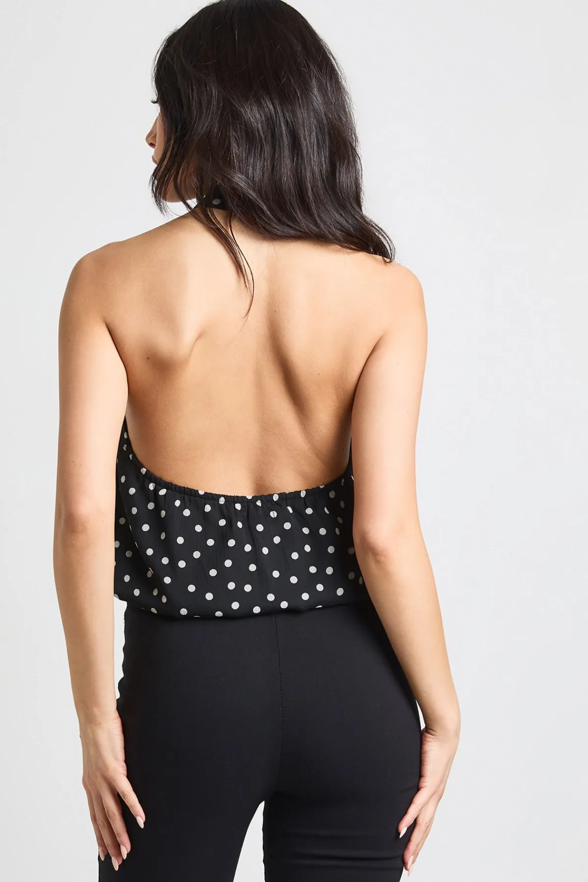 boohoo Haut Dos Nu En Mousseline À Pois<Femme Pois|Tops