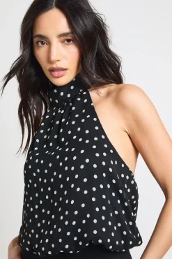 boohoo Haut Dos Nu En Mousseline À Pois<Femme Pois|Tops