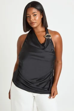 Haut Dos Nu En Satin Avec Détails Dorés Grande Taille
