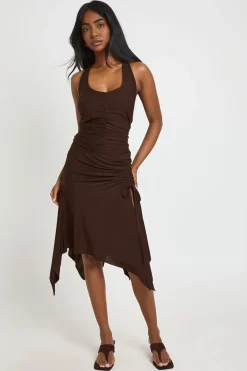 boohoo Haut Dos Nu Froncé À Col Licou En Modal<Femme Tops