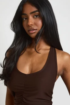 boohoo Haut Dos Nu Froncé À Col Licou En Modal<Femme Tops