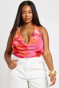 boohoo Haut Dos Nu Imprimé Floral Grande Taille<Femme Tops