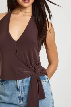 Haut Dos-Nu à Nœud en Maille Extensible