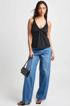 boohoo Haut Dos Nu Plissé À Encolure En V<Femme Tops