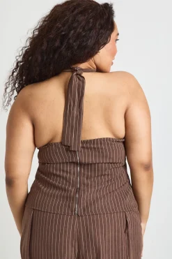 Haut Dos-nu Rayé Pêche Grande Taille