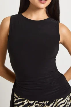 boohoo Haut Drapé à Double Couche en Tissu Slinky<Femme Tops