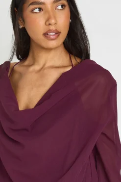 Haut Drapé En Mousseline Avec Détails De Nœuds Pour Grande Taille