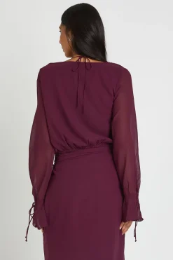 Haut Drapé En Mousseline Avec Détails De Nœuds Pour Grande Taille