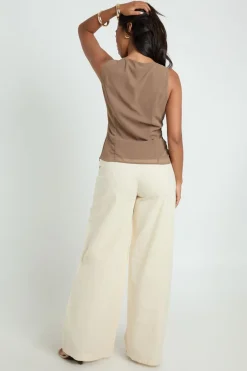 Haut Drapé En Mousseline Orné De Perles
