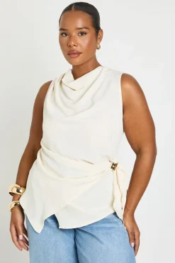 boohoo Haut Drapé Grande Taille Avec Détail Décoratif<Femme Tops