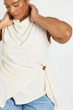 boohoo Haut Drapé Grande Taille Avec Détail Décoratif<Femme Tops
