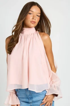 boohoo Haut Drapé À Épaules Dénudées Et Manches Bouffantes<Femme Tops