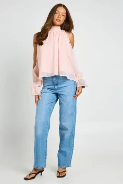boohoo Haut Drapé À Épaules Dénudées Et Manches Bouffantes<Femme Tops