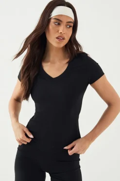 DSGN Studio Haut Ultra Sculpt à Col V et Manches Courtes<Femme Vêtements De Sport|Dsgn Studio