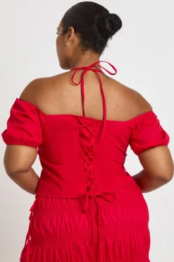 Haut À Détail Corset En Popeline Grande Taille