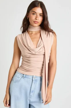 Haut À Détail Foulard Et Col Bénitier Froncé