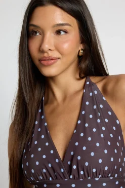 boohoo Haut À Encolure Américaine À Pois Mixtes<Femme Pois|Tops