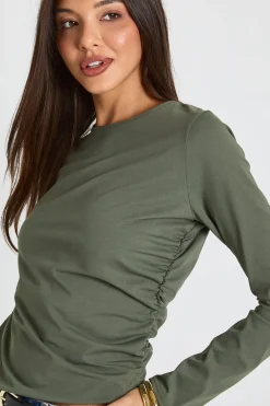 boohoo Haut à encolure bateau froncé à ourlet asymétrique<Femme Tops