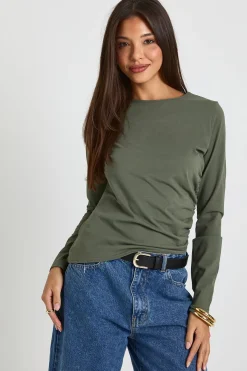 boohoo Haut à encolure bateau froncé à ourlet asymétrique<Femme Tops