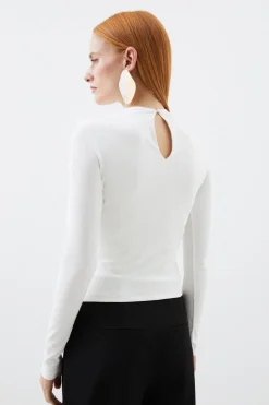Haut en coton extensible à col entonnoir