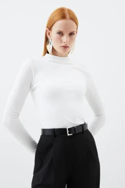Haut en coton extensible à col entonnoir