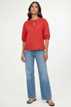 Wallis Haut En Coton À Manches Bouffantes Et Dentelle<Femme Satin Et Dentelle|Tops