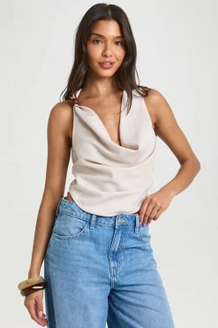 boohoo Haut En Crêpe À Encolure Drapée Avec Bretelles Perlées<Femme Tops