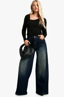 boohoo Haut en côtes à col asymétrique et à fermeture boutonnée<Femme Tops