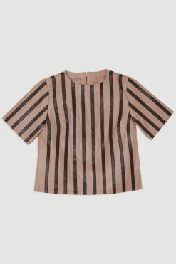 Haut en Cuir à Rayures Mix