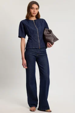 KarenMillen Haut En Denim Zippé<Femme Denim|Denim