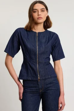 KarenMillen Haut En Denim Zippé<Femme Denim|Denim