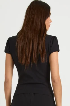 boohoo Haut en interlock avec fermeture à crochets et œillets, encolure en cœur et manches cap<Femme Tops