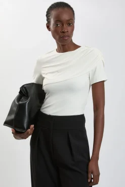 KarenMillen Haut En Jersey De Viscose Avec Superposition Drapée Croisée<Femme Tops D’Automne|Ensembles