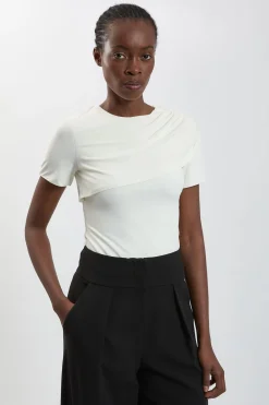 KarenMillen Haut En Jersey De Viscose Avec Superposition Drapée Croisée<Femme Tops D’Automne|Ensembles