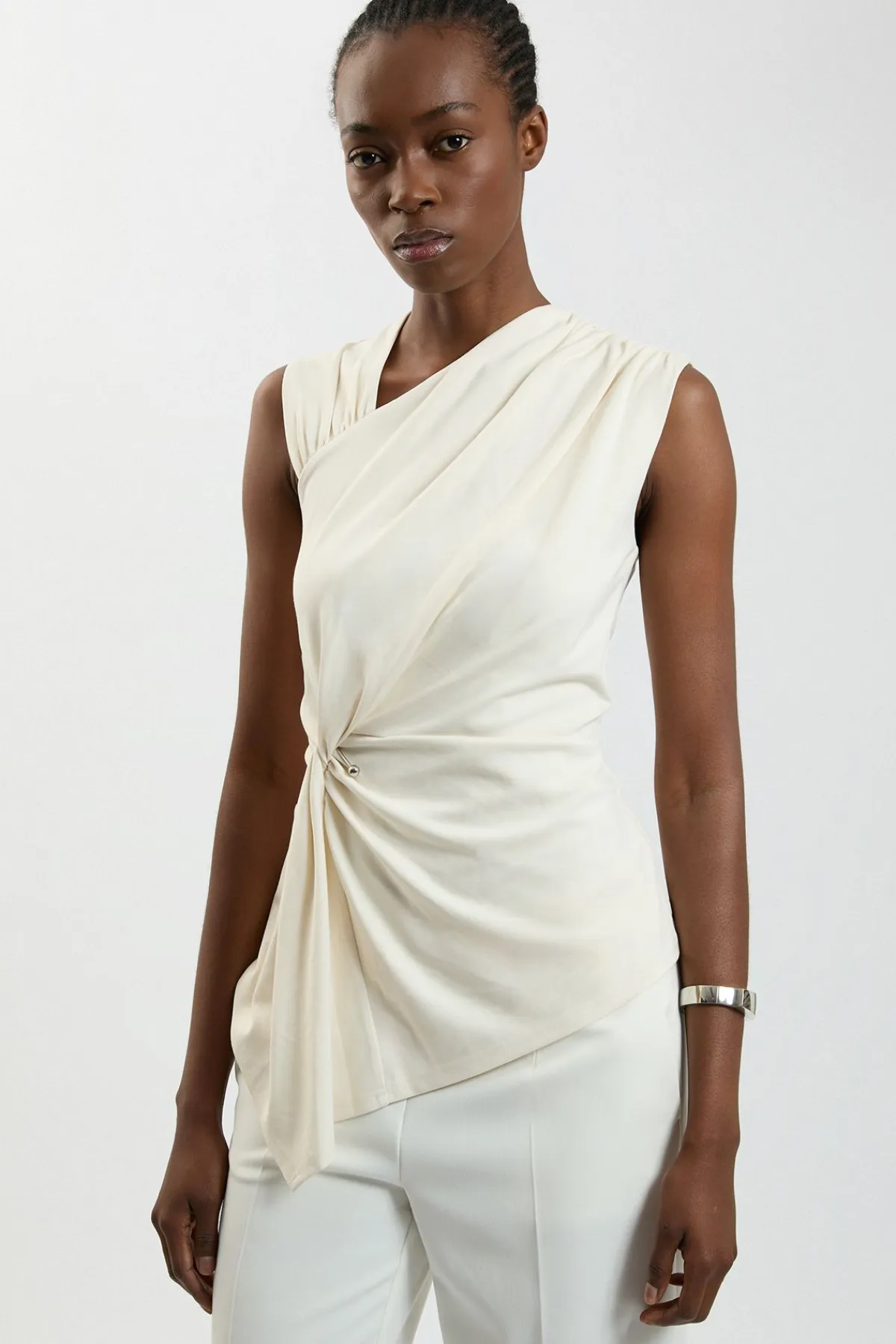 KarenMillen Haut En Jersey De Viscose Avec Détail De Fermoir Métallique Et Ourlet Asymétrique<Femme Tops D’Automne|Tops