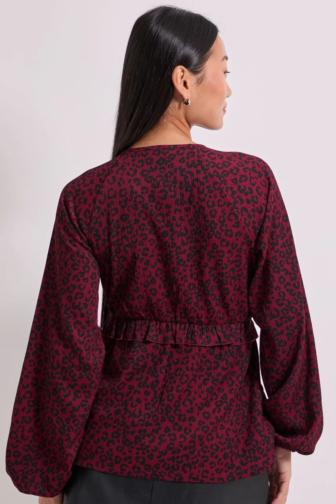 Haut en Jersey Imprimé Petite Berry à Couture Empire et Détail Volant Animal