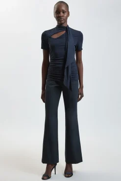 KarenMillen Haut En Jersey Mélange Viscose Avec Détail Col Noué<Femme Tops