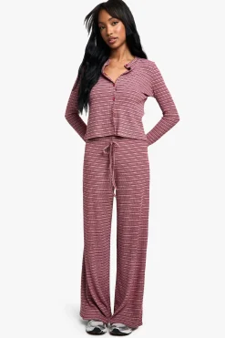 boohoo Haut en jersey rayé boutonné<Femme Tops