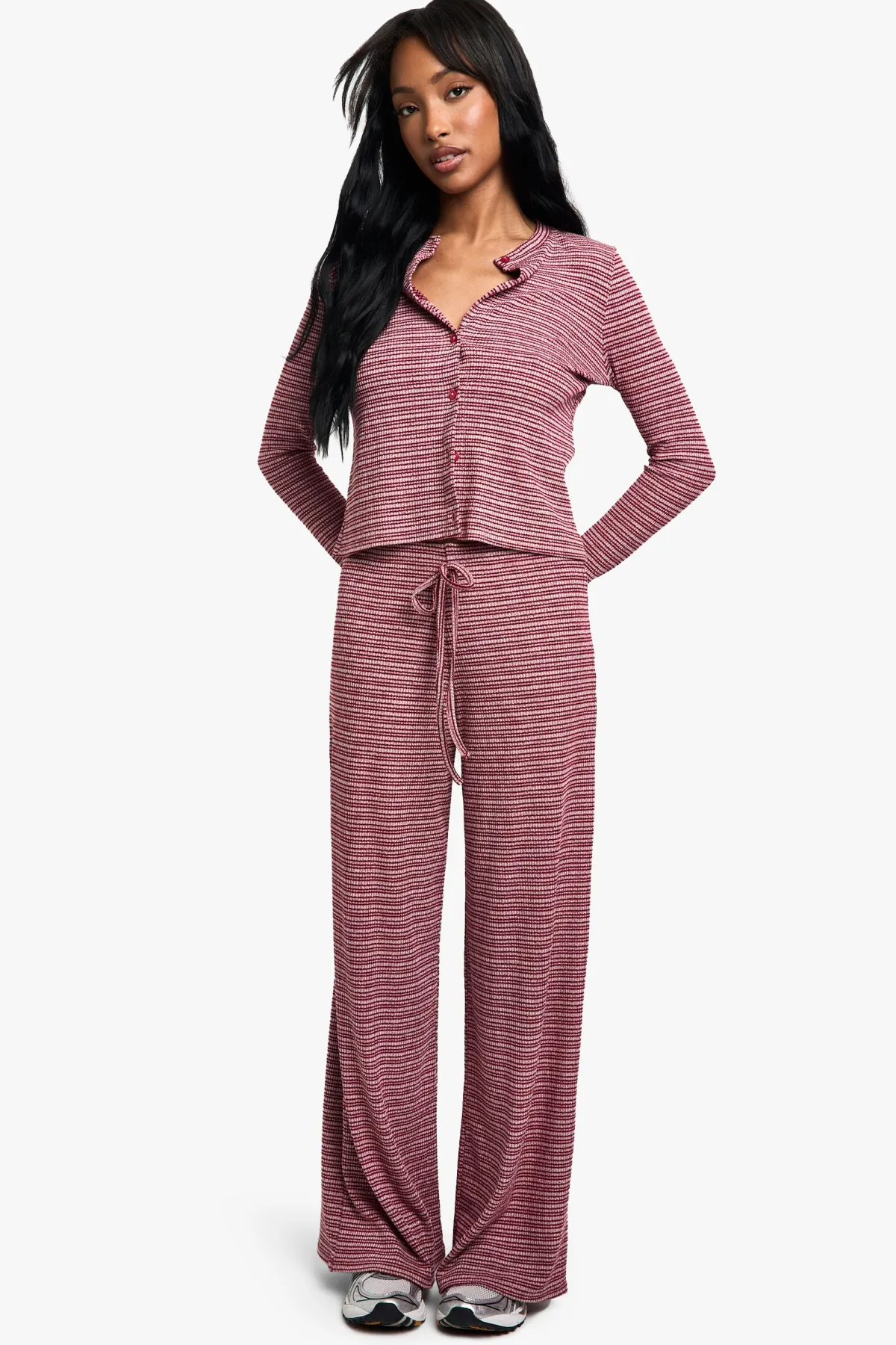 boohoo Haut en jersey rayé boutonné<Femme Tops