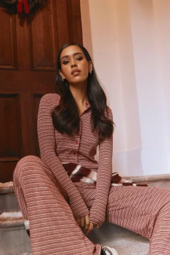 boohoo Haut en jersey rayé boutonné<Femme Tops