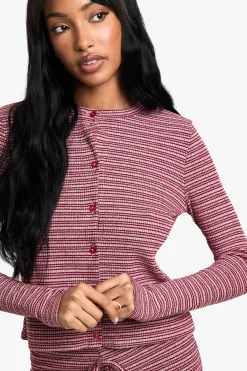 boohoo Haut en jersey rayé boutonné<Femme Tops