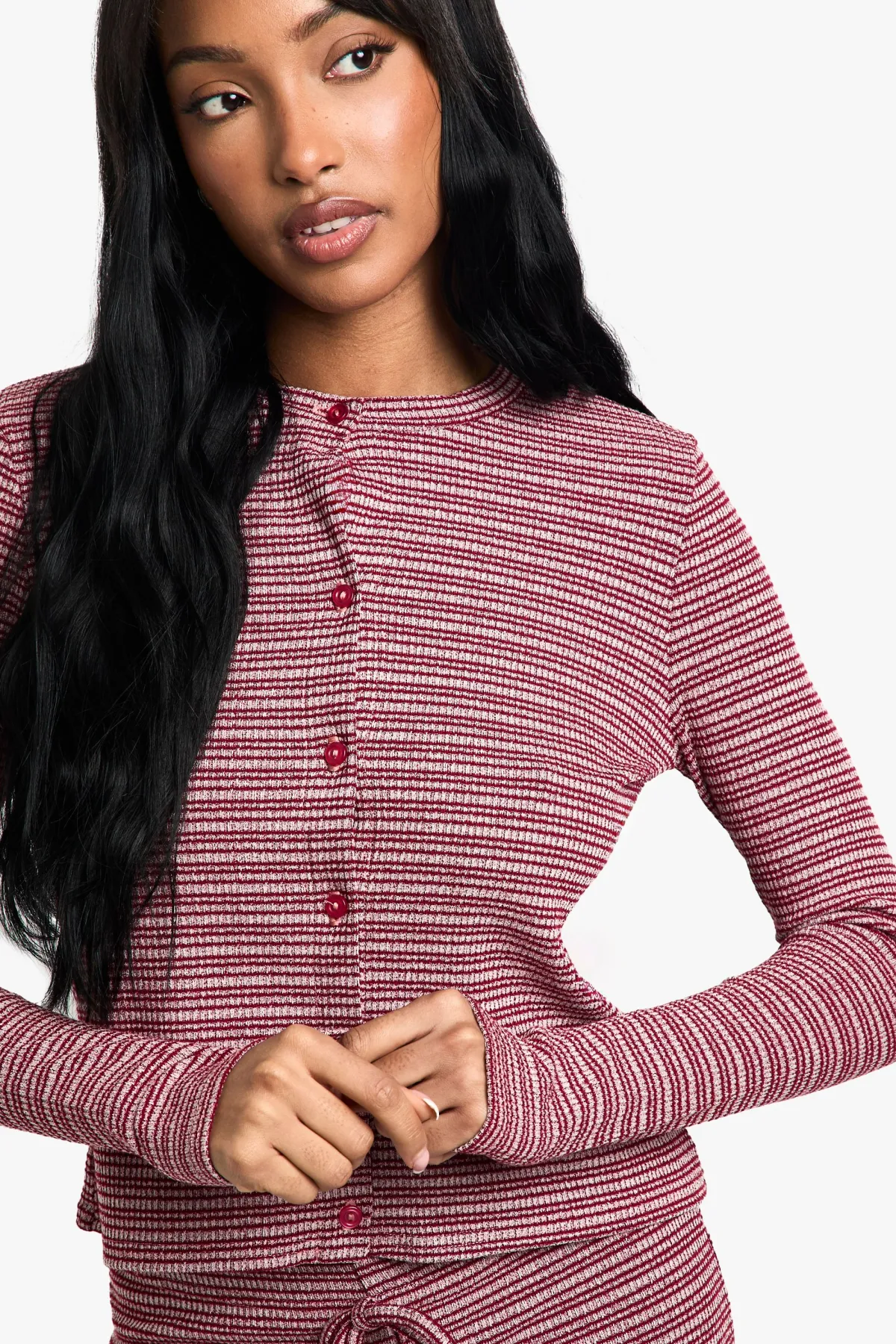 boohoo Haut en jersey rayé boutonné<Femme Tops