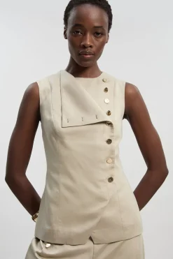 KarenMillen Haut en Lin Ajusté à Boutonnage Devant<Femme Tailleurs|Ensembles