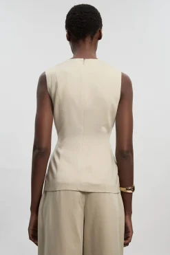 KarenMillen Haut en Lin Ajusté à Boutonnage Devant<Femme Tailleurs|Ensembles