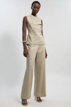 KarenMillen Haut en Lin Ajusté à Boutonnage Devant<Femme Tailleurs|Ensembles