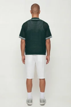 boohooMAN Haut En Maille Ajourée Style Baseball Coupe Ample Décontractée<Homme Polos|Maille