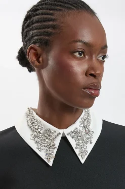 KarenMillen Haut En Maille Bandage Ajusté Avec Col Orné De Bijoux<Femme Pulls Et Gilets|Toutes Les Mailles